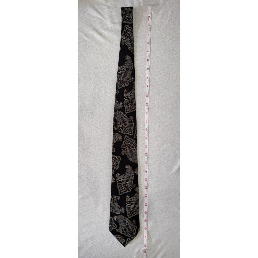 Barrington Paisley Silk Tie Black Blue Gold Classic Men's Necktie USA